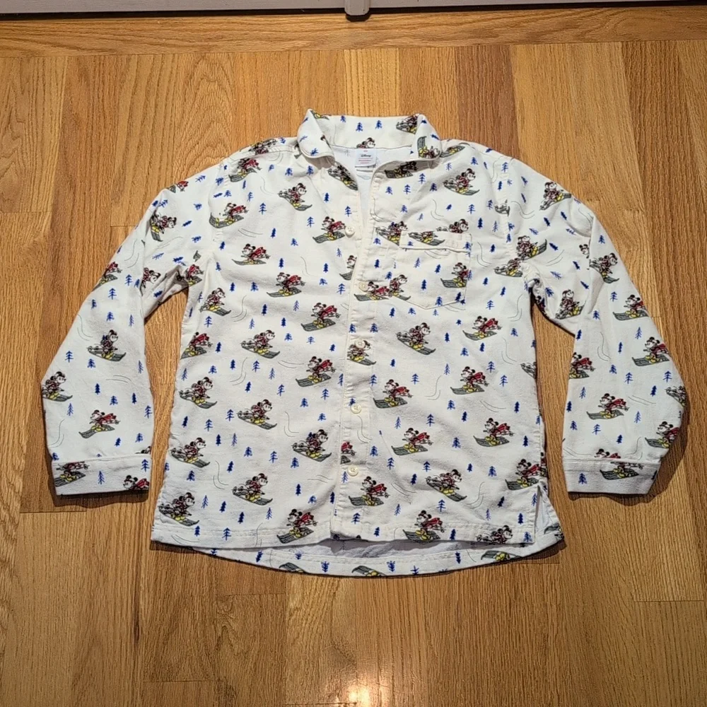 Hanna Anderson Mickey Mouse Holiday Pajama 100% Cotton Flannel Set Size XXS - Picture 4 of 14